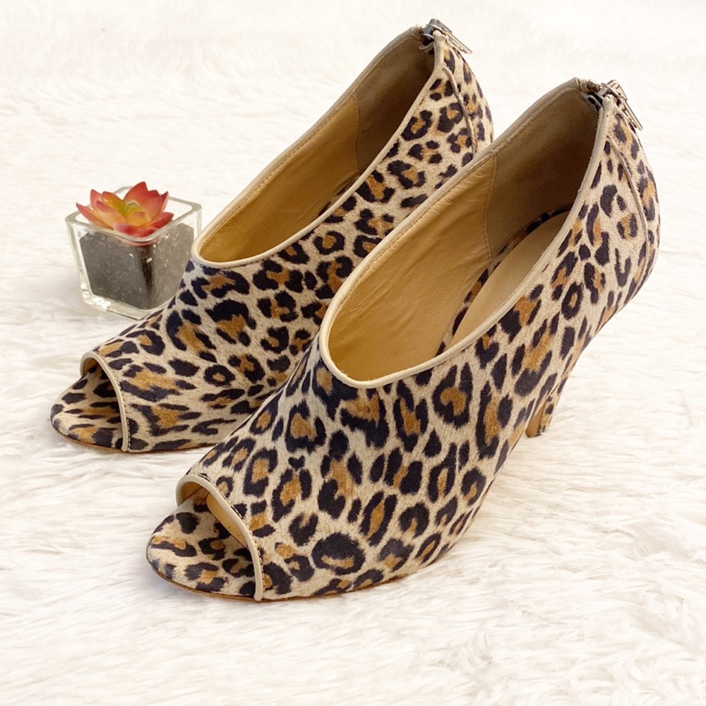 LOEFFLER RANDALL | Leopard print peep toe heel ankle bootie women SIZE 8… - Picture 3 of 9